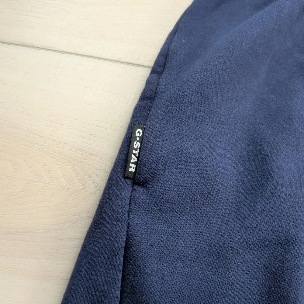 G Star Raw Jogger Sweatpants Mens S‎ Navy Blue Drawstring Side Tape Logo